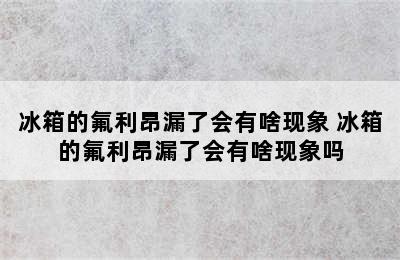 冰箱的氟利昂漏了会有啥现象 冰箱的氟利昂漏了会有啥现象吗